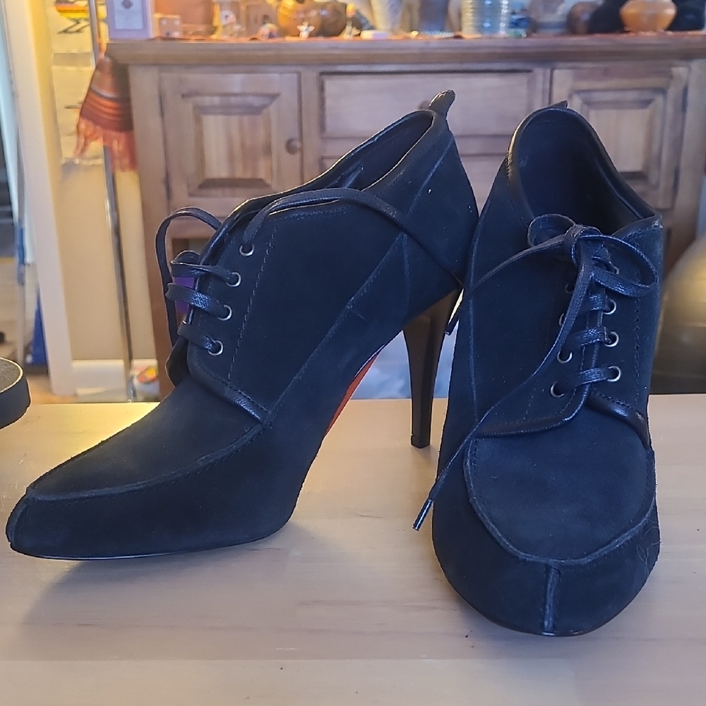 J. Crew Black Lace-Up Heels